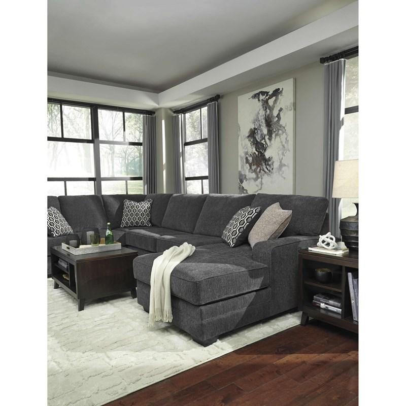 Benchcraft Tracling Slate Fabric 3-Piece Sectional with Corner Chaise Sofa