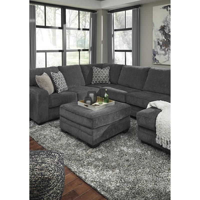 Benchcraft Tracling Slate Fabric 3-Piece Sectional with Corner Chaise Sofa