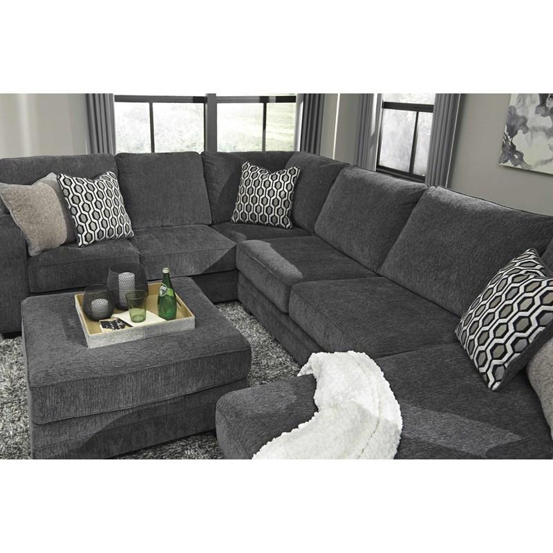 Benchcraft Tracling Slate Fabric 3-Piece Sectional with Corner Chaise Sofa