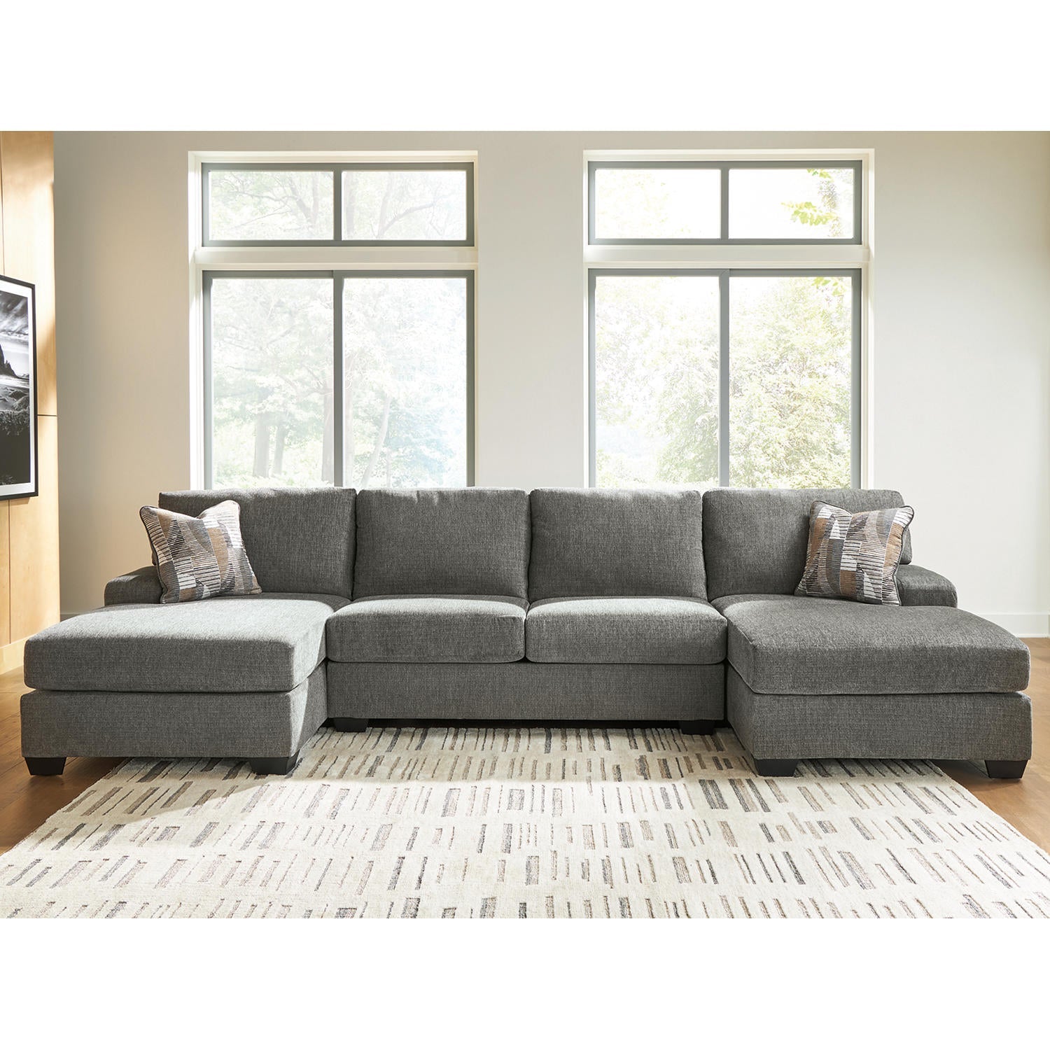 Seyler Lane 3-Piece Sectional Sofa with Double Chaise, Symmetrical Hemp