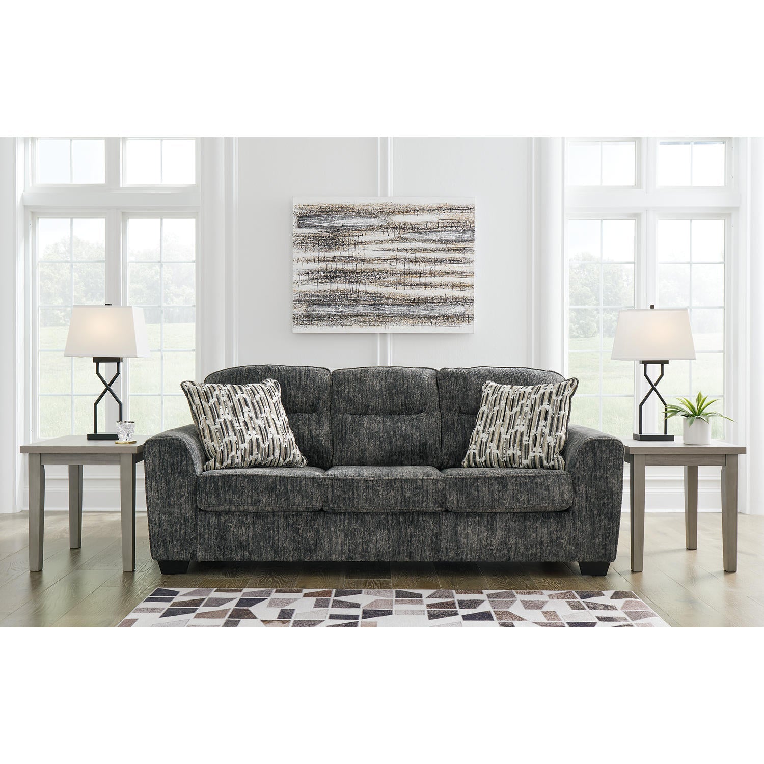 Lonoke Modern Deep-Seating Sofa with Plush Upholstery and Pillows