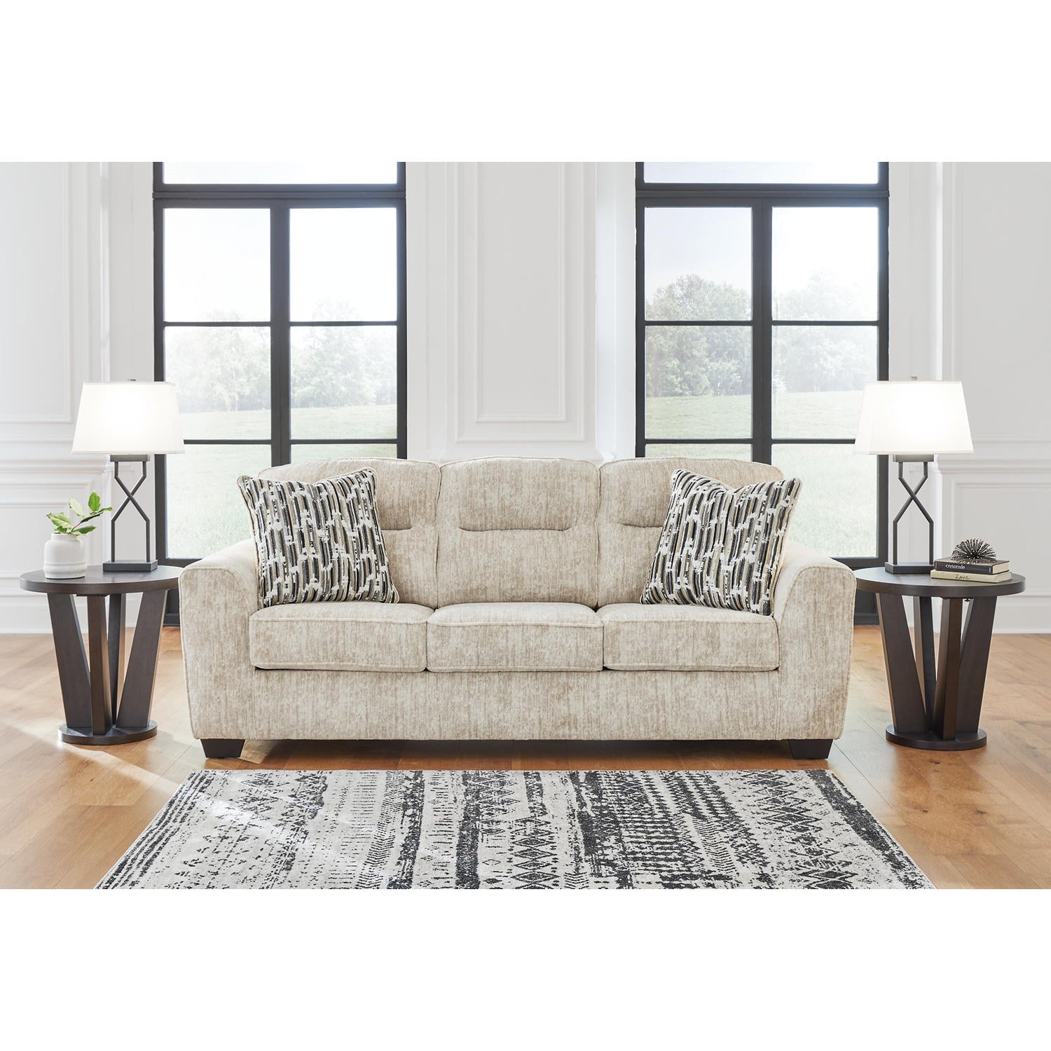 Lonoke Modern Deep-Seating Sofa with Plush Upholstery and Pillows