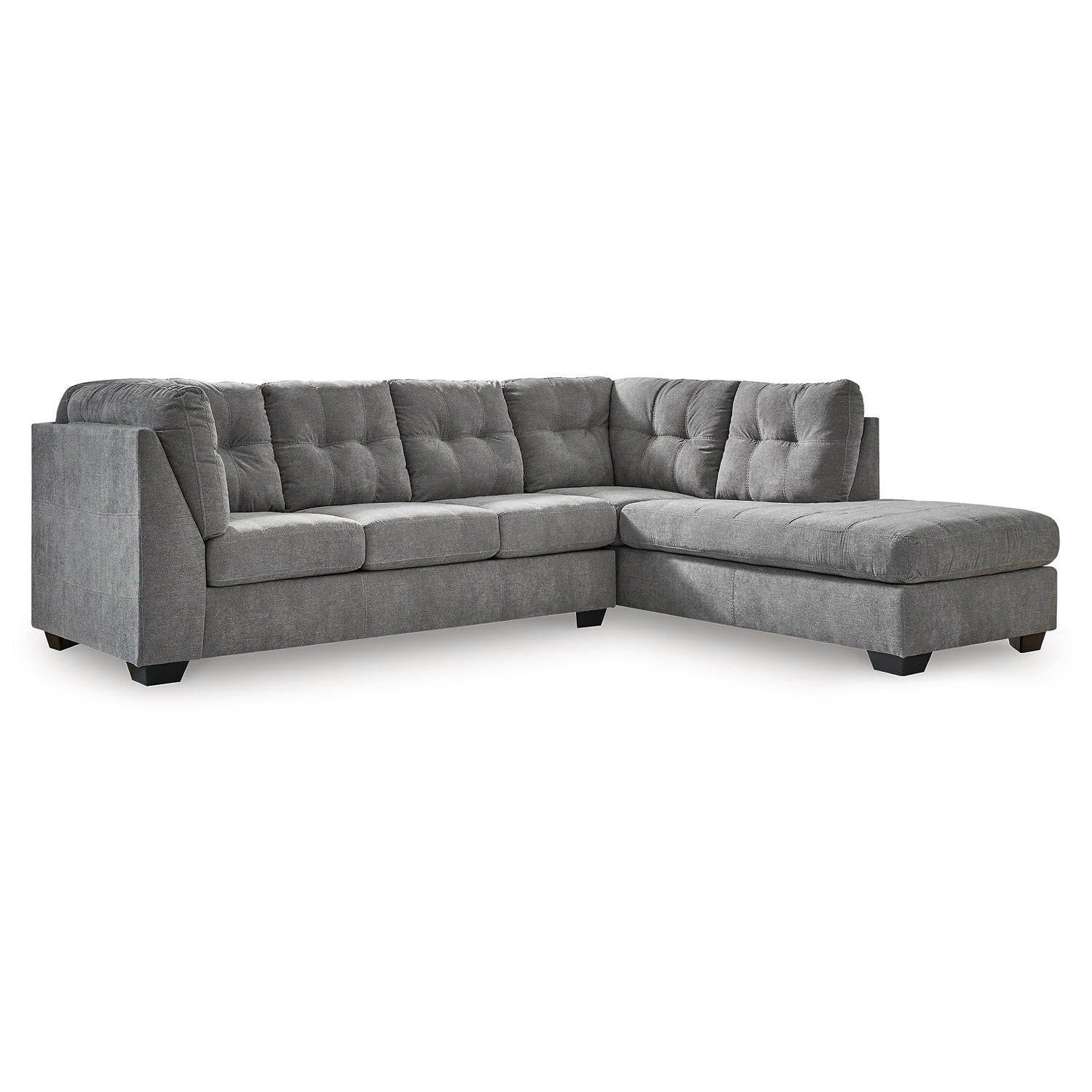 Marleton 2-Piece Sectional with Chaise Denim-Style Upholstery, Choice Orientation