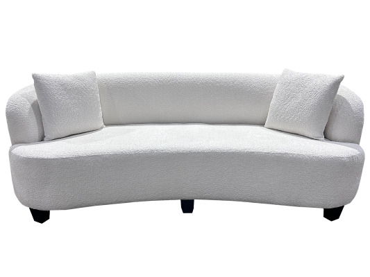 Sedona Curved Modern Sofa – Plush Upholstered White Bouclé Design