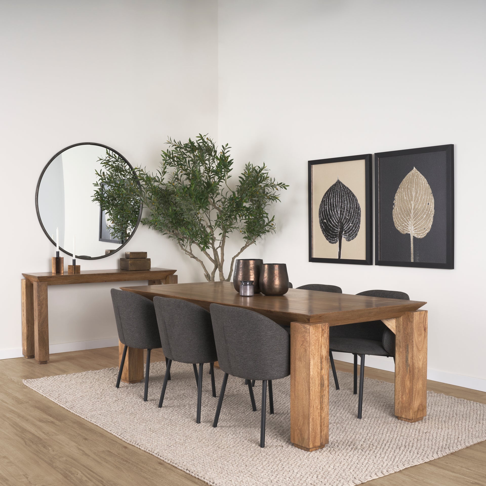 Sapphira Brown Wood Tapered Top Rectangular Dining Table - Calgary Furniture Store