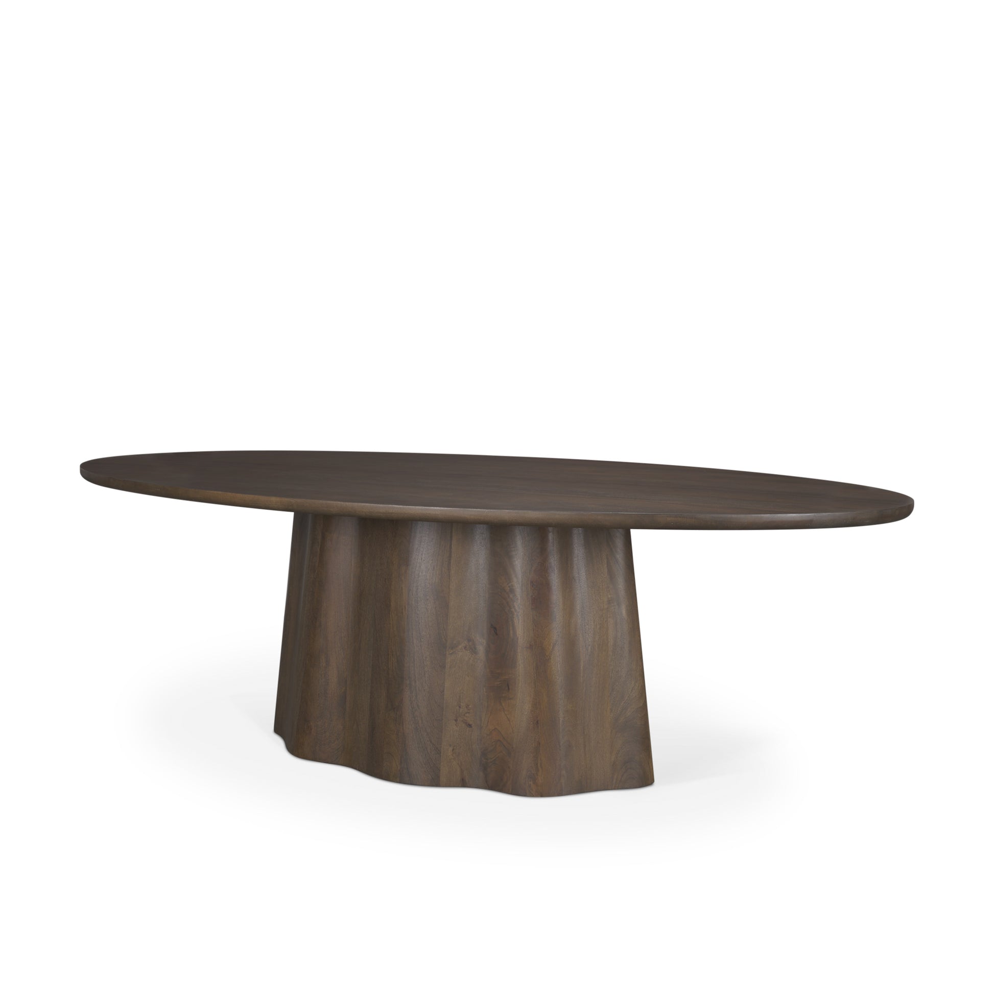 Jovani 94" Solid Dark Brown Mango Wood Oval Dining Table - Calgary Furniture Store