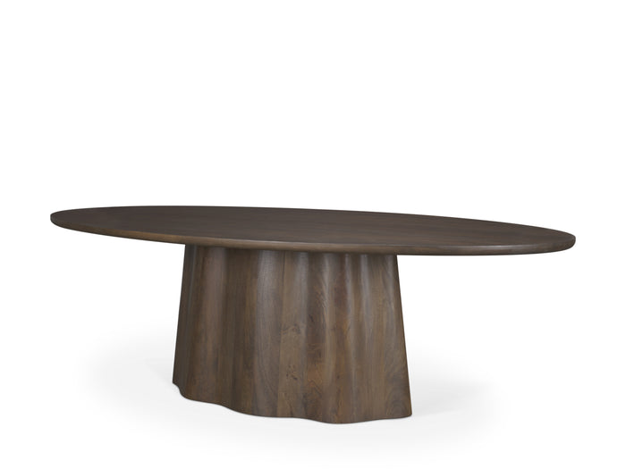 Jovani 94" Solid Dark Brown Mango Wood Oval Dining Table - Calgary Furniture Store