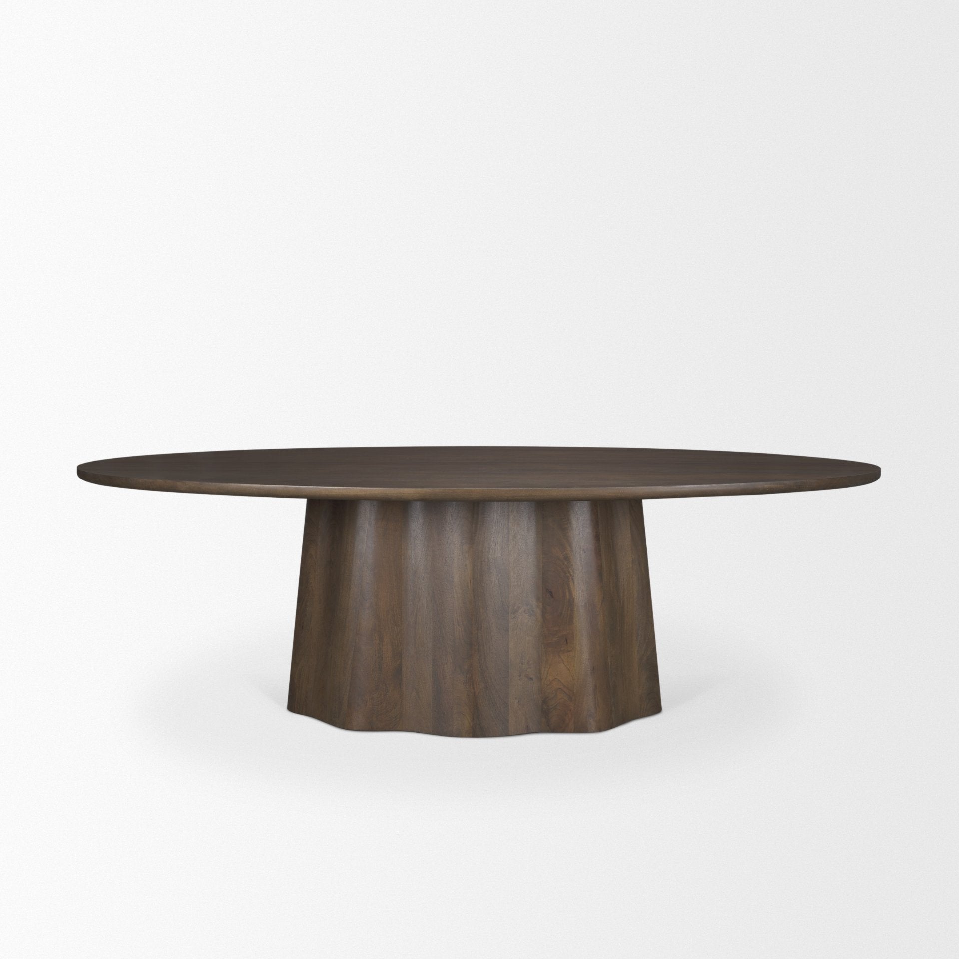 Jovani 94" Solid Dark Brown Mango Wood Oval Dining Table - Calgary Furniture Store