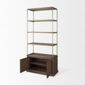 Baron Dark Brown Wood w/ Antiqued Aged Brass Metal 2-Door Open Shelving Unit - Calgary Furniture Store