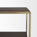 Baron Dark Brown Wood w/ Antiqued Aged Brass Metal 2-Door Open Shelving Unit - Calgary Furniture Store