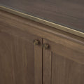 Baron Dark Brown Wood w/ Antiqued Aged Brass Metal 2-Door Open Shelving Unit - Calgary Furniture Store
