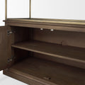 Baron Dark Brown Wood w/ Antiqued Aged Brass Metal 2-Door Open Shelving Unit - Calgary Furniture Store