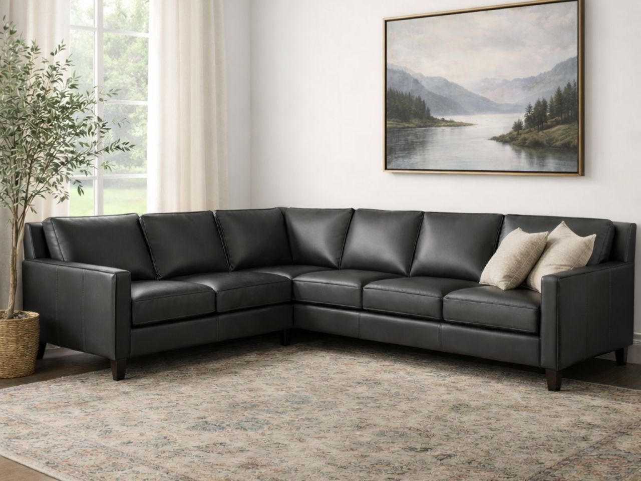 🇨🇦 Custom Top Grain Leather Sectional - Calgary Furniture Store