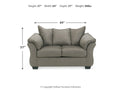 Darcy Contemporary Loveseat Sofa with Flared Frame and Pillow Arms