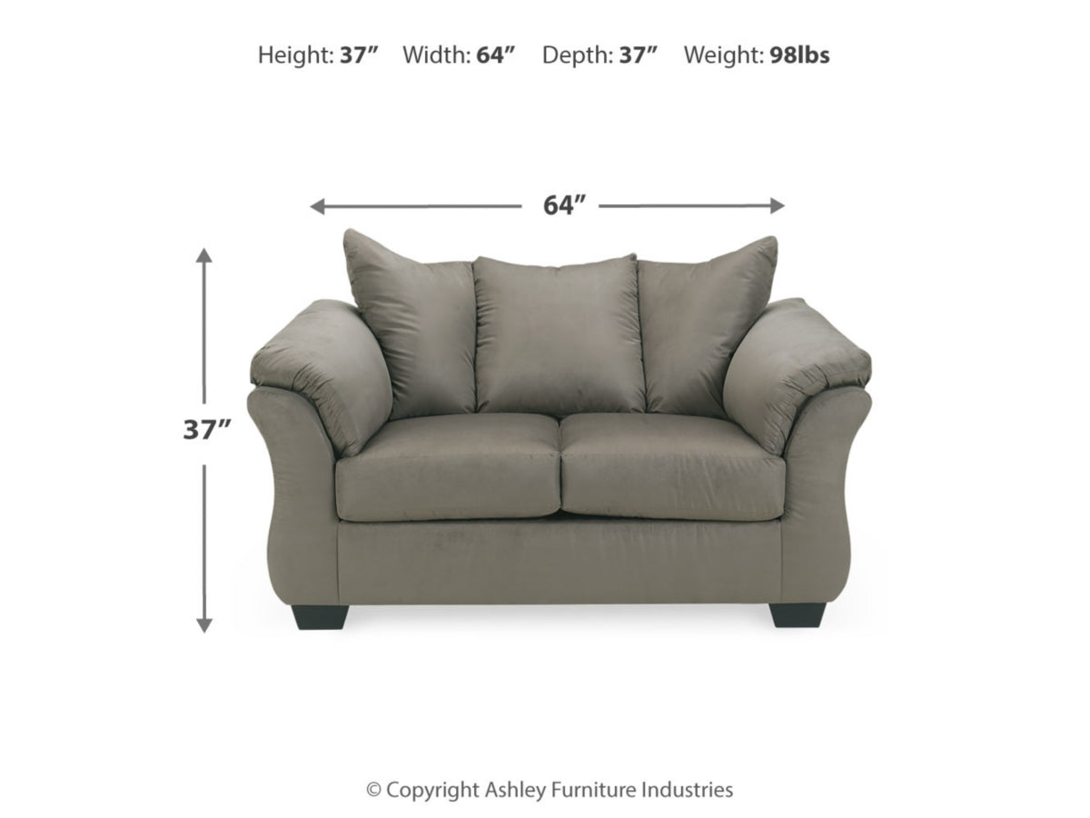 Darcy Contemporary Loveseat Sofa with Flared Frame and Pillow Arms