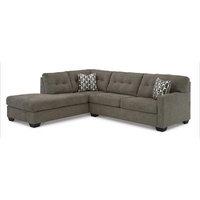 Mahoney Fabric Full Sleeper Sectional with Chaise Chocolate Upholstery