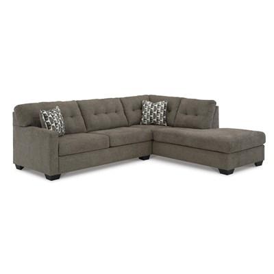 Mahoney Fabric Full Sleeper Sectional with Chaise Chocolate Upholstery