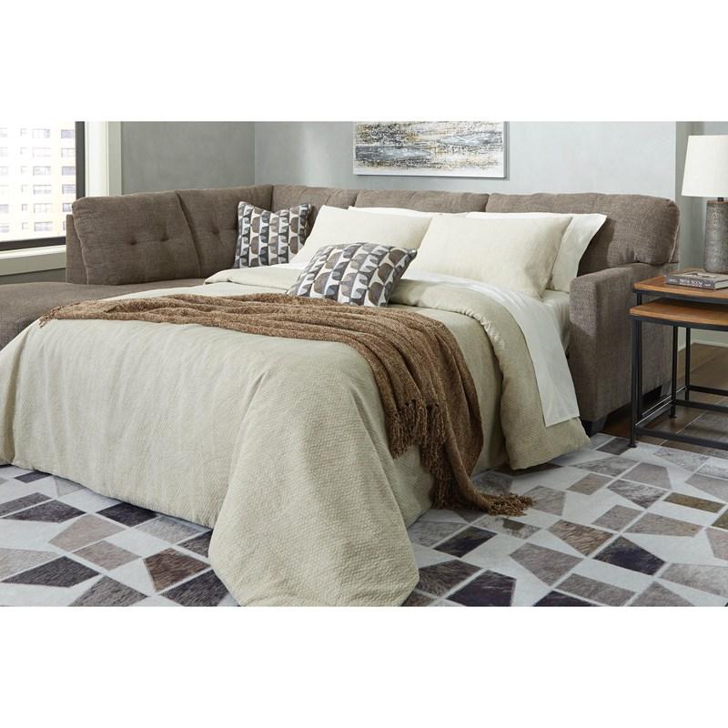 Mahoney Fabric Full Sleeper Sectional with Chaise Chocolate Upholstery