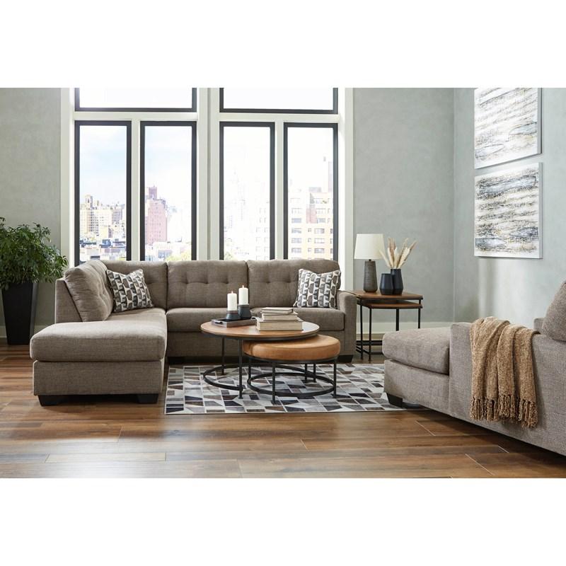 Mahoney Fabric Full Sleeper Sectional with Chaise Chocolate Upholstery