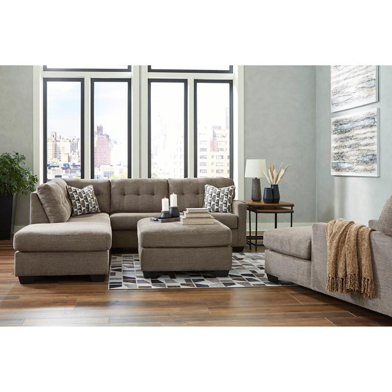 Mahoney Fabric Full Sleeper Sectional with Chaise Chocolate Upholstery