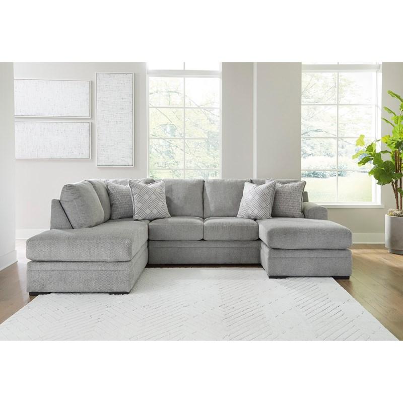 Signature Design Casselbury 2-Piece Fabric Sectional Sofa with Double Chaise