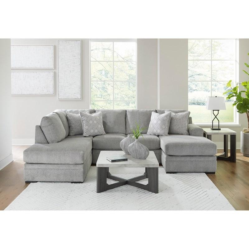 Signature Design Casselbury 2-Piece Fabric Sectional Sofa with Double Chaise