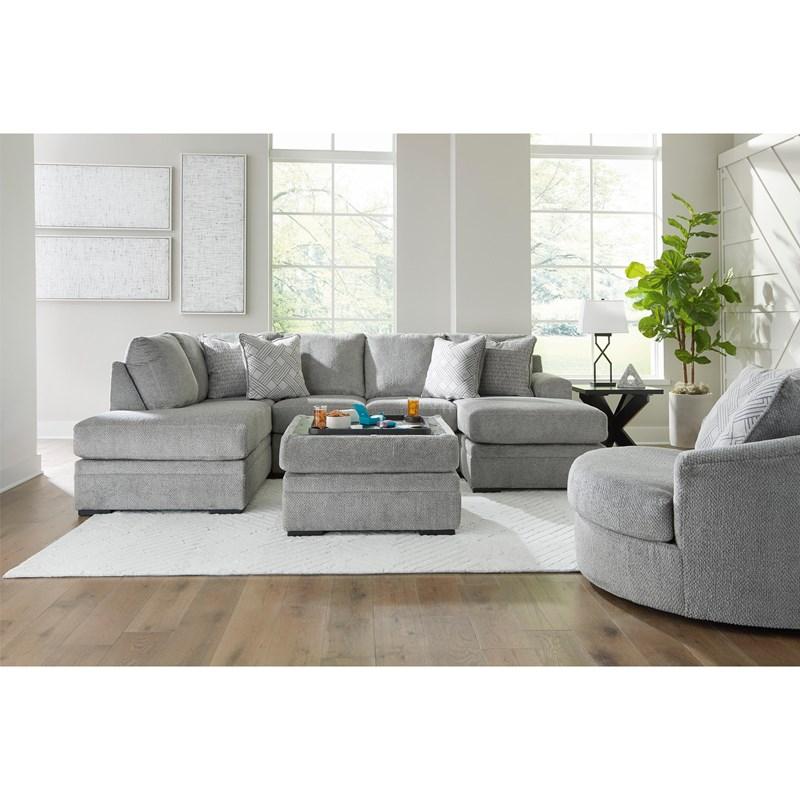 Signature Design Casselbury 2-Piece Fabric Sectional Sofa with Double Chaise