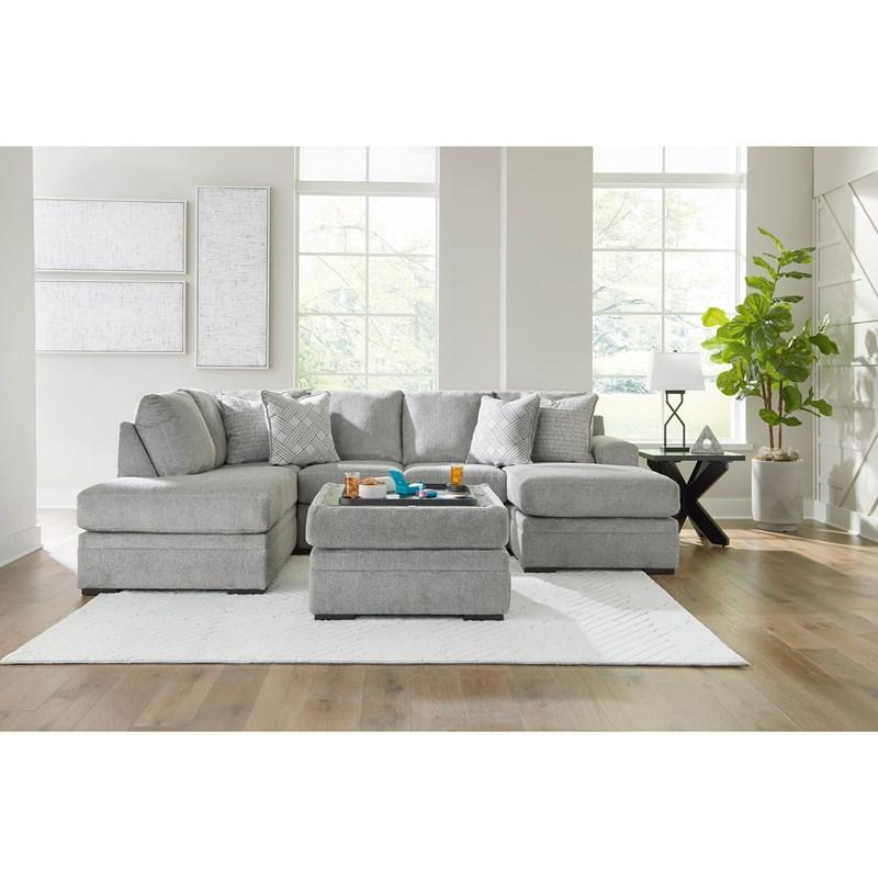 Signature Design Casselbury 2-Piece Fabric Sectional Sofa with Double Chaise