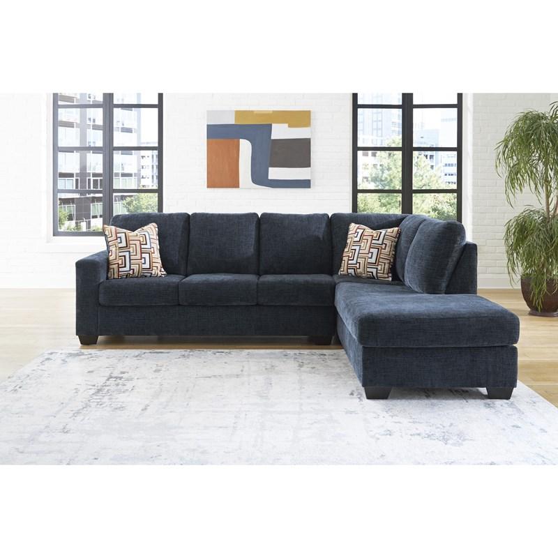 Aviemore Navy Fabric 2-Piece Sectional with Right Chaise