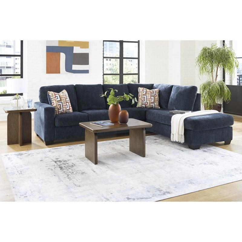 Aviemore Navy Fabric 2-Piece Sectional with Right Chaise