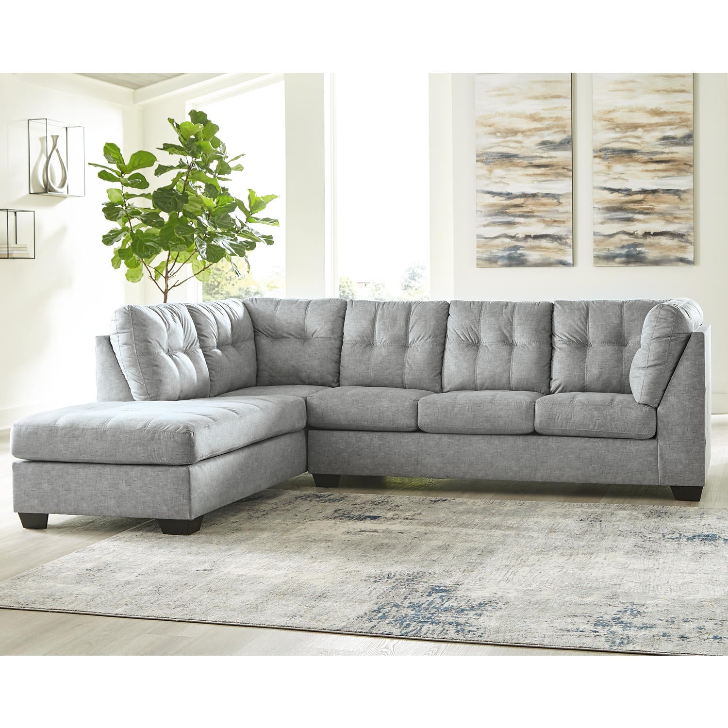 Falkirk Velvet-Touch 2-Piece L-Shaped Sectional Sofa with Chaise, Tailored
