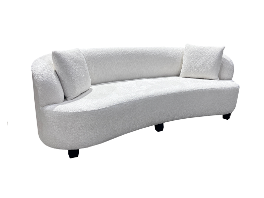 Sedona Curved Modern Sofa – Plush Upholstered White Bouclé Design