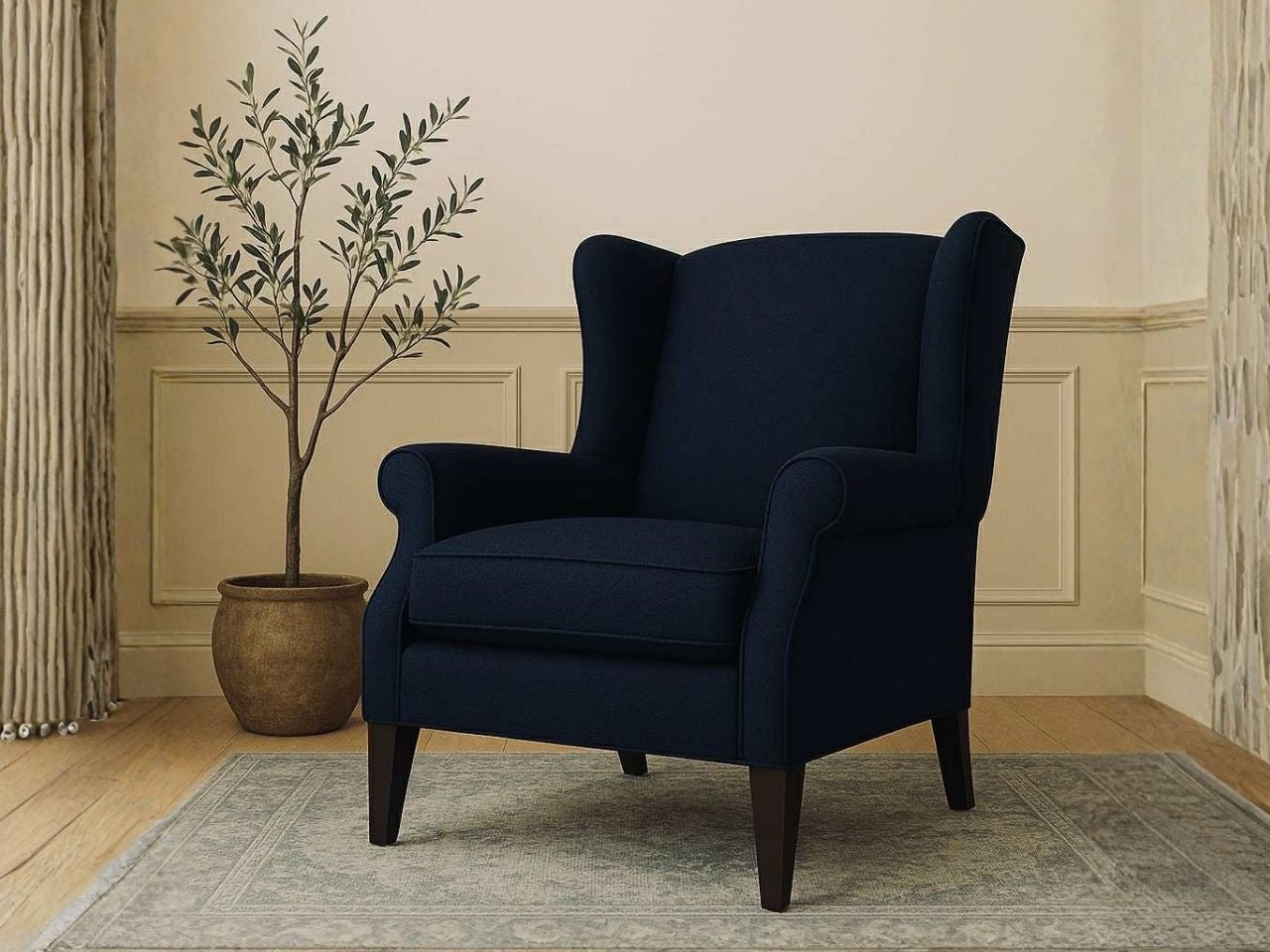 🇨🇦 Custom Fabric Push Back Wing Recliner Chair - Calgary Furniture Store