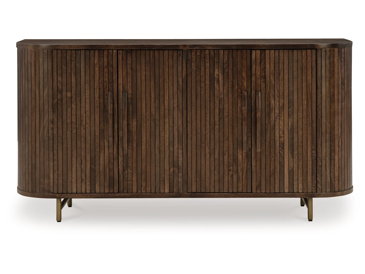 Amickly Mango Wood Accent Cabinet with Fluted Doors and Shelves