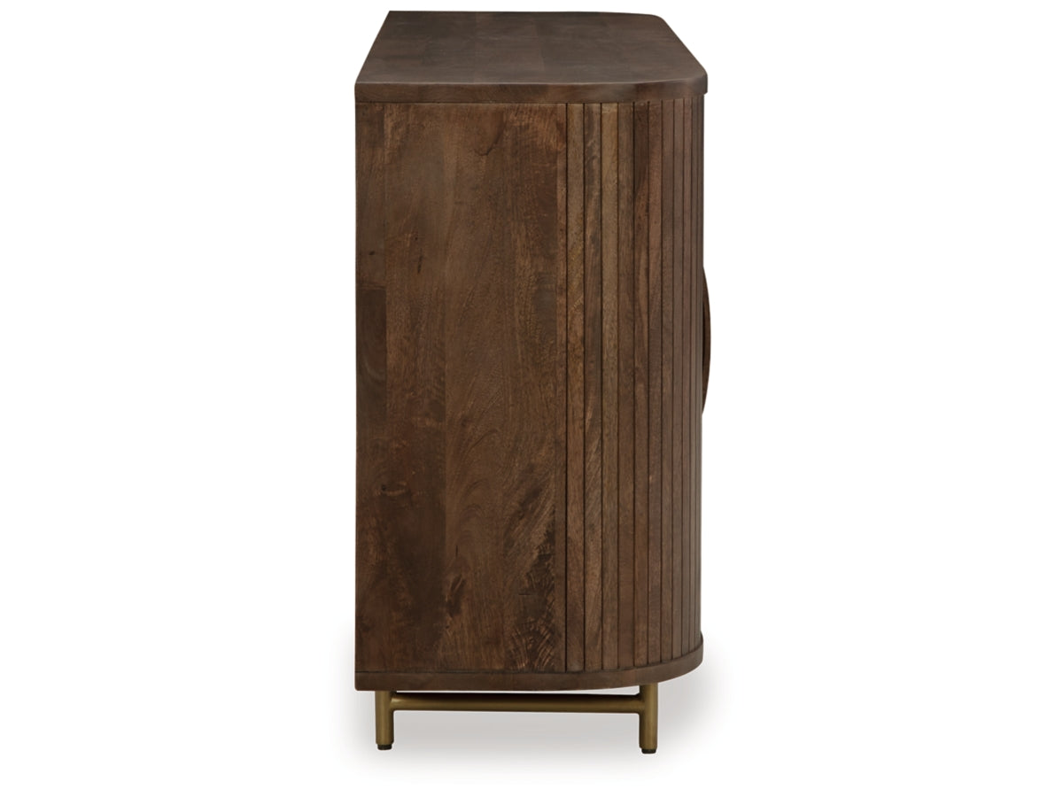 Amickly Mango Wood Accent Cabinet with Fluted Doors and Shelves