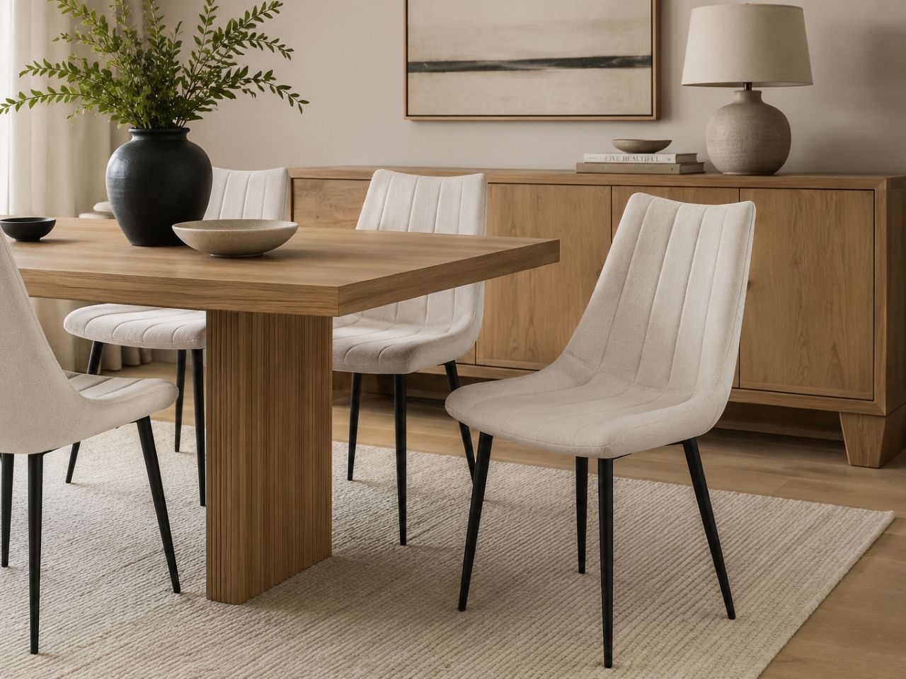 Alibi Ivory Dining Chair in a dining room setting. 