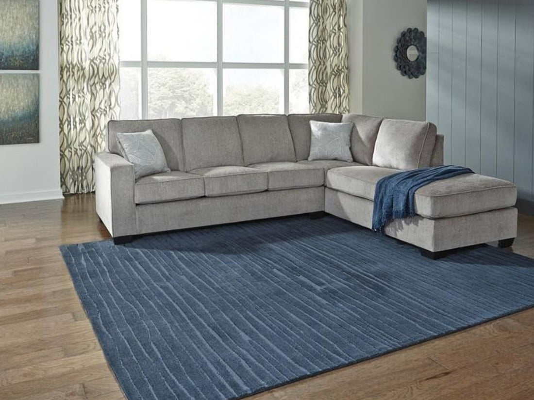 Altari 2-Piece Fabric Sectional with Chaise, Alloy Grey Chenille in Calgary in a white background