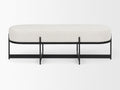 Amelia Cream Boucle W/Black Metal Upholstered Bench in Calgary in a white background