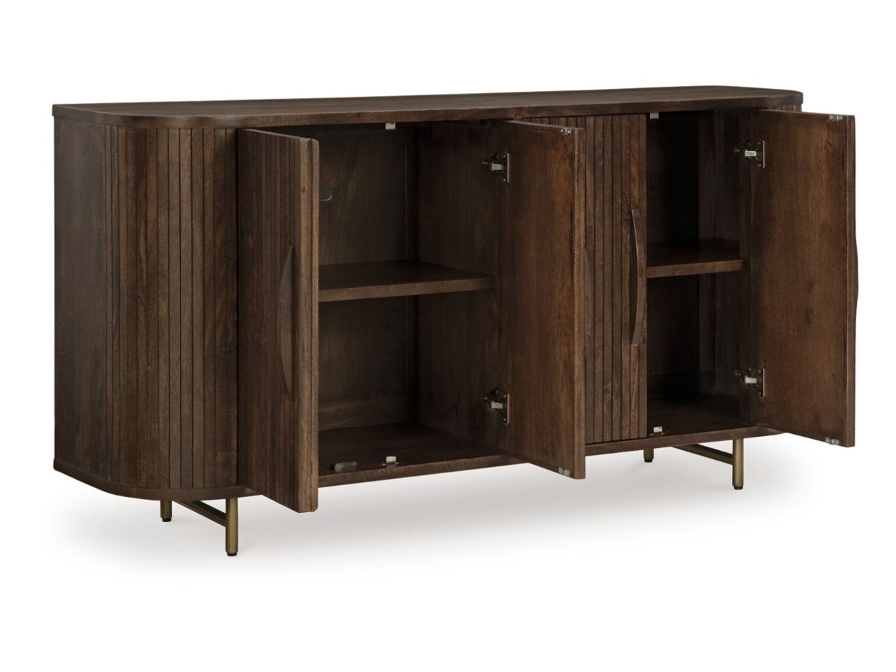 Amickly Mango Wood Accent Cabinet with Fluted Doors and Shelves in Calgary in a white background