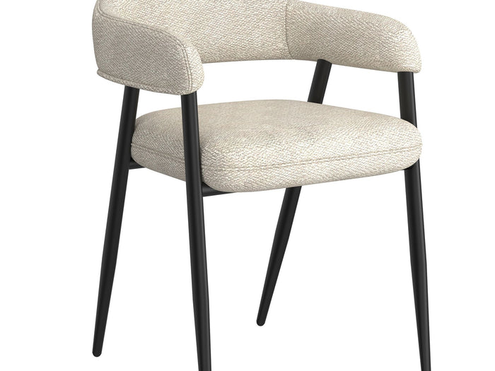 Archer Dining Chair, set of 2, in Beige Fabric and Black - Calgary Furniture Store