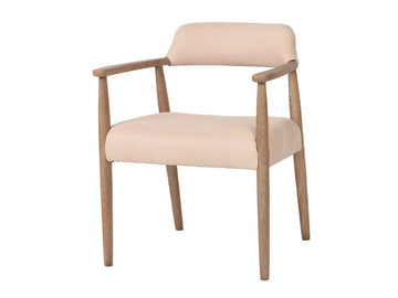 Artemis Oyster Beige Upholstered Dining Chair with Solid Frame in a white background