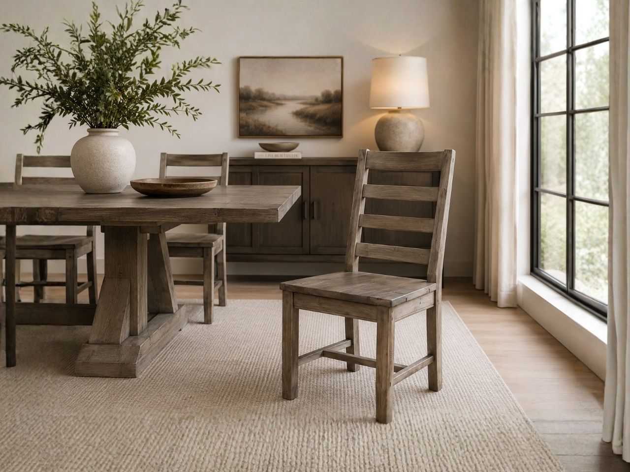 Ash Dining Chair in Calgary in a dining room setting. 