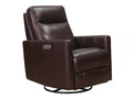 Espresso leather power reclining chair on a white background.