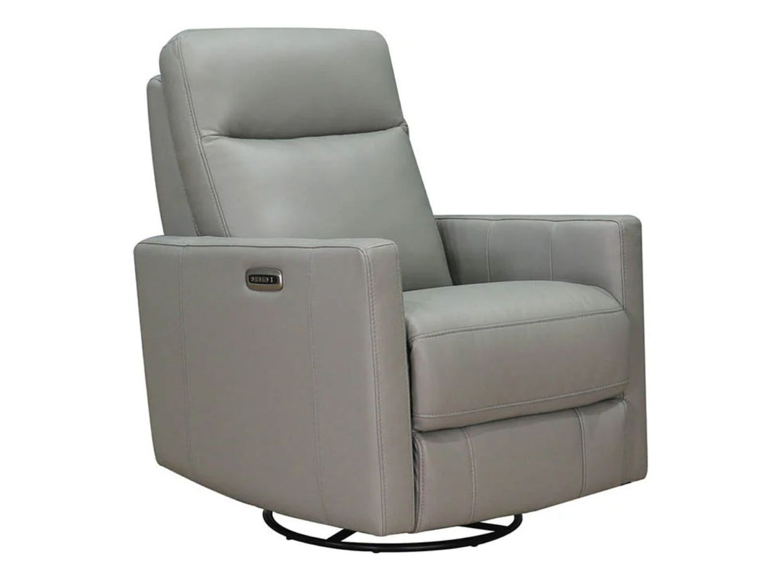 Burgundy leather power reclining chair on a white background