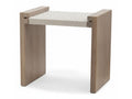 Athens Light Brown Wood w/ White Marble Accent Table - Calgary Furniture Store