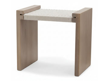 Athens Light Brown Wood w/ White Marble Accent Table - Calgary Furniture Store