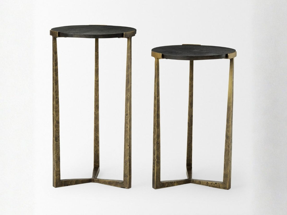 Atticus Black Wood Nesting Accent Tables Set of Two in Calgary in a white background