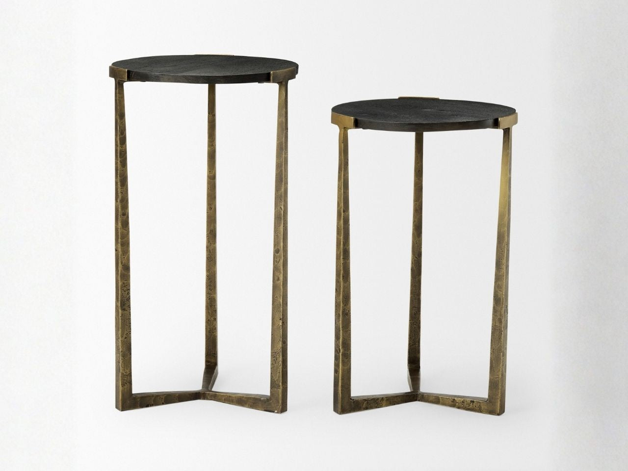 Atticus Black Wood Nesting Accent Tables Set of Two in Calgary in a white background
