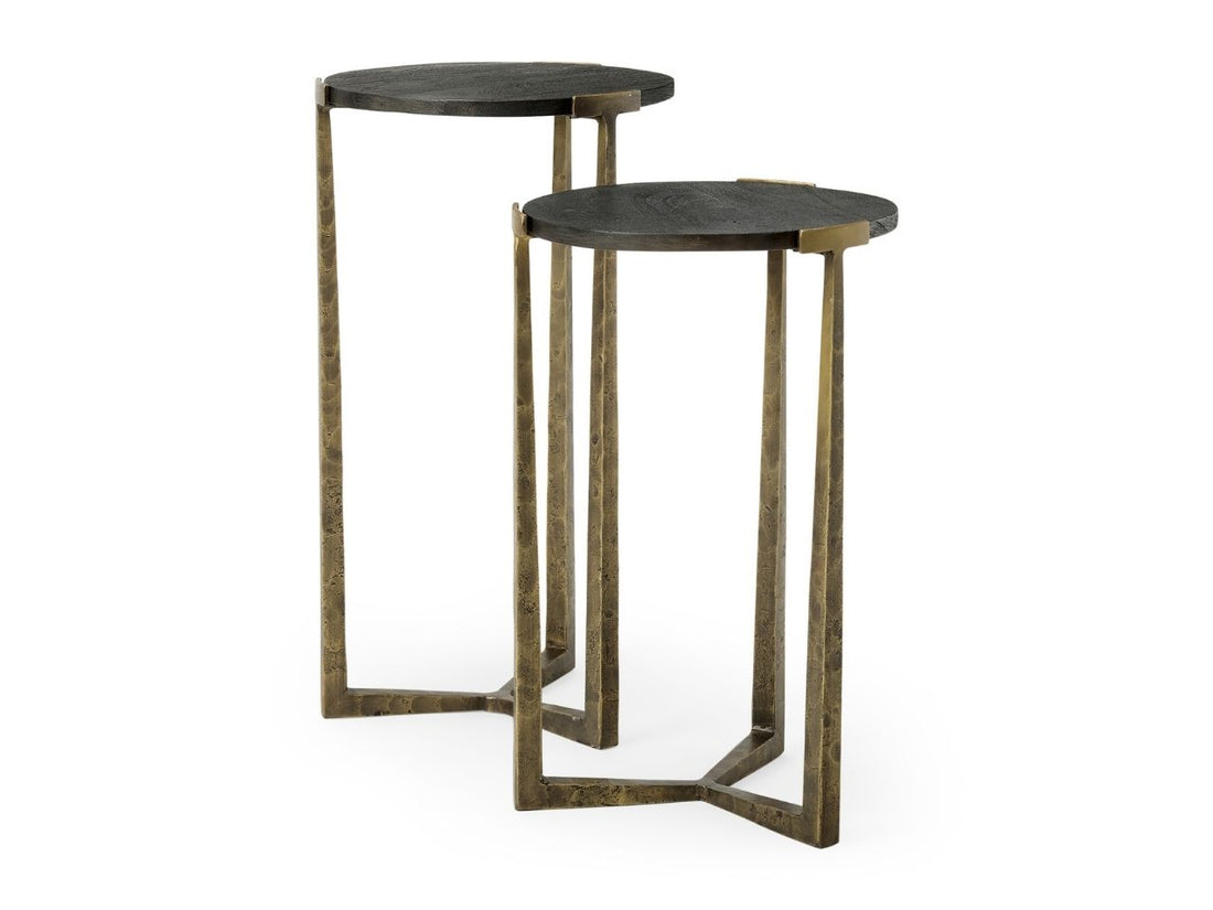 Atticus Black Wood Nesting Accent Tables Set of Two in Calgary in a white background