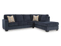 Aviemore Navy Fabric 2-Piece Sectional with Right Chaise in Calgary in a white background